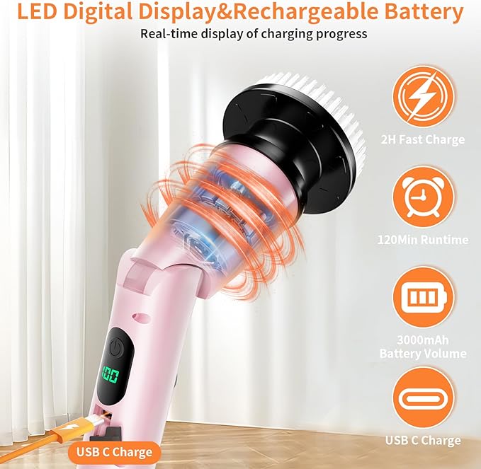 11 in 1 Electric Spin Scrubber Cordless Cleaning Brush 3 Adjustable Angles 2 - Image 4