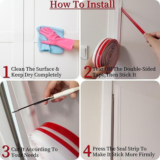 T Shape Door Seal Strip for Door & Windows Gaps，Draft Stopper Bottom Sweep - Image 6