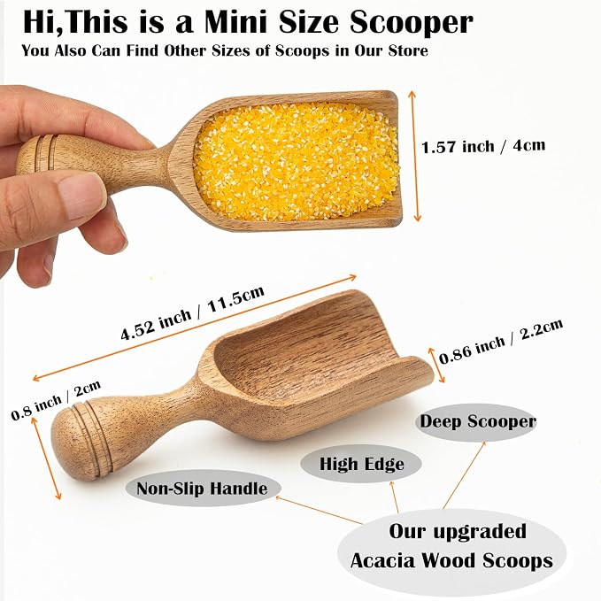Wooden Scoops for Canisters 3PCS Wooden Scoop for Jars Acacia Mini Measuring - Image 2