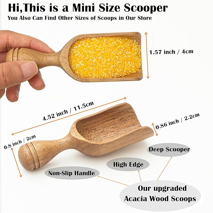 Wooden Scoops for Canisters 4PCS Wooden Scoop for Jars Acacia Mini Measuring - Image 2