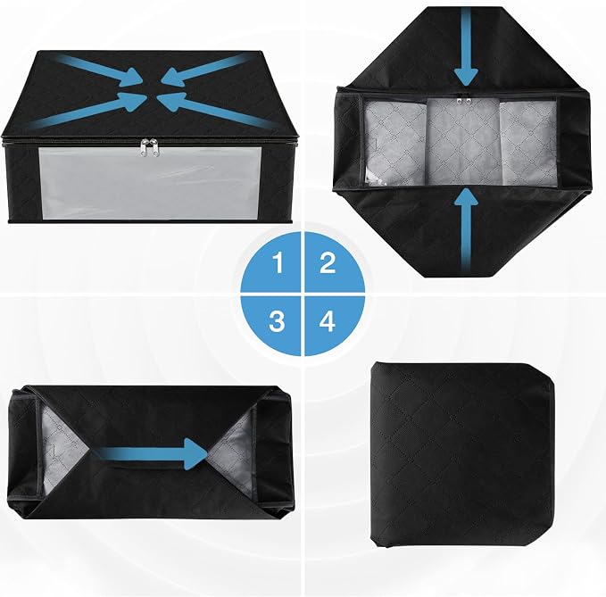 HomeHacks Storage 4-Pack Clothes Organizer Storage Bags Foldable Storage Box - Image 7