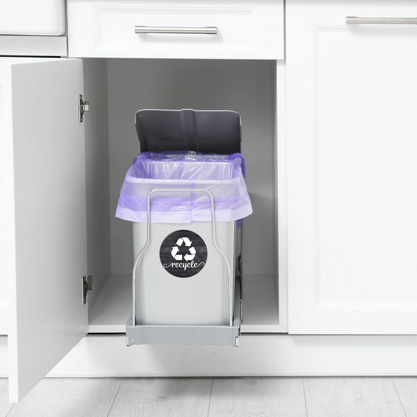 Rustic Trash and Recycle Magnets, Farmhouse Recycle Magnet for Trash Can | 3.5" Magnetic Recycling Stickers for Trash Can, Kitchen Bins Recycling Magnets Compost Sign for Garbage, Made USA, Combo Wood