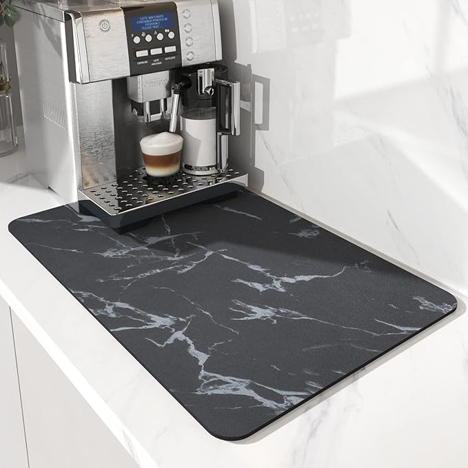 AMOAMI-Coffee Mat Hide Stain Rubber Backed Absorbent Dish Drying Mat by AMOAMI