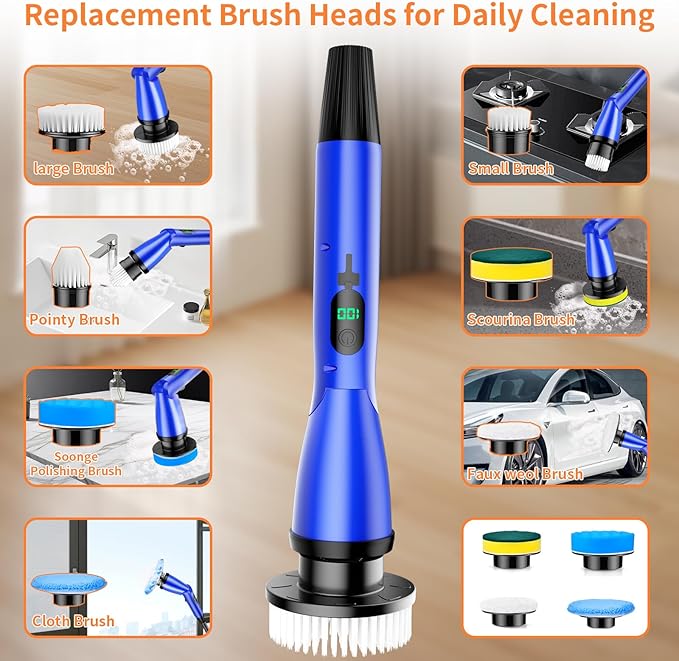 11 in 1 Electric Spin Scrubber Cordless Cleaning Brush 3 Adjustable Angles 2 - Image 6