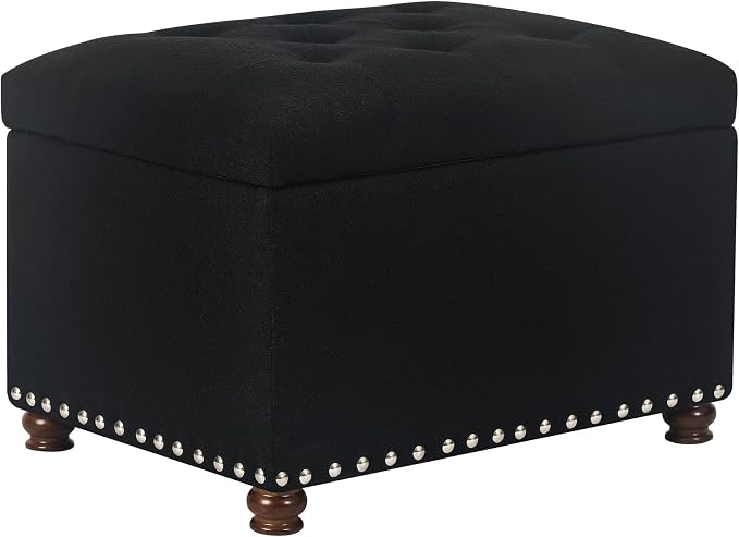 Joveco Storage Ottoman Bench, Rectangle 24″ Linen Foot Rest Stool Square by Joveco