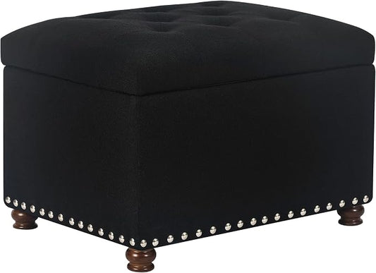 Joveco Storage Ottoman Bench, Rectangle 24″ Linen Foot Rest Stool Square by Joveco