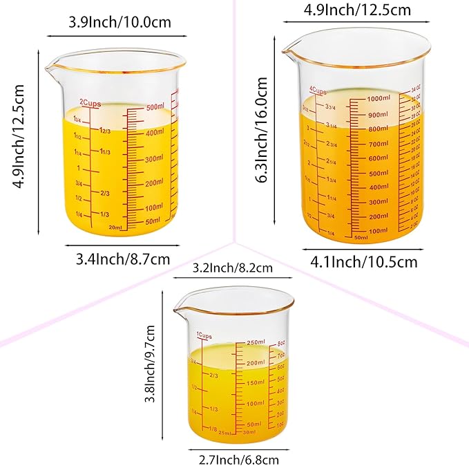 High Borosilicate Glass Measuring Cup Set-V-Shaped Spout，Includes 250ml - Image 8