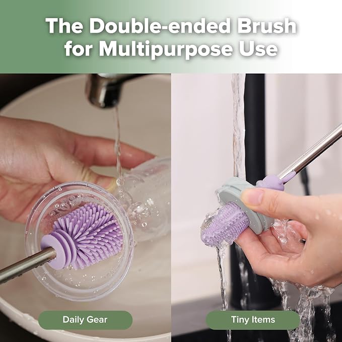 haakaa Cleaning Brush Silicone Bottle Brush Double-Ended Soft Silicone Bristles - Image 2