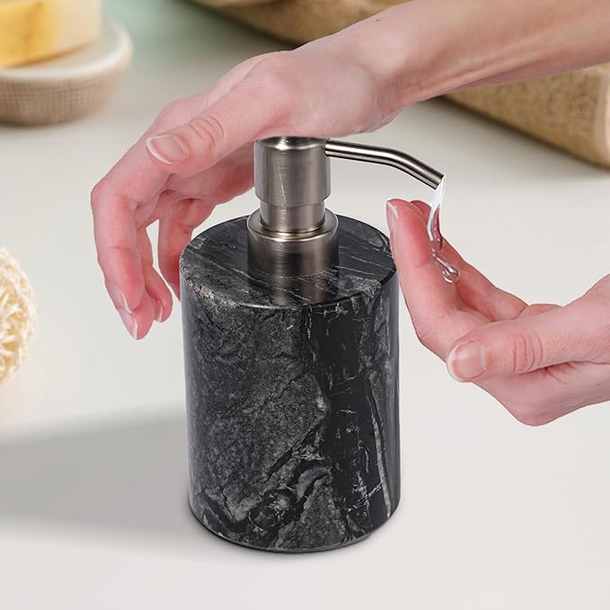 Marble Soap Dispenser with Stainless Steel Pump, 6 Ounces - Image 2