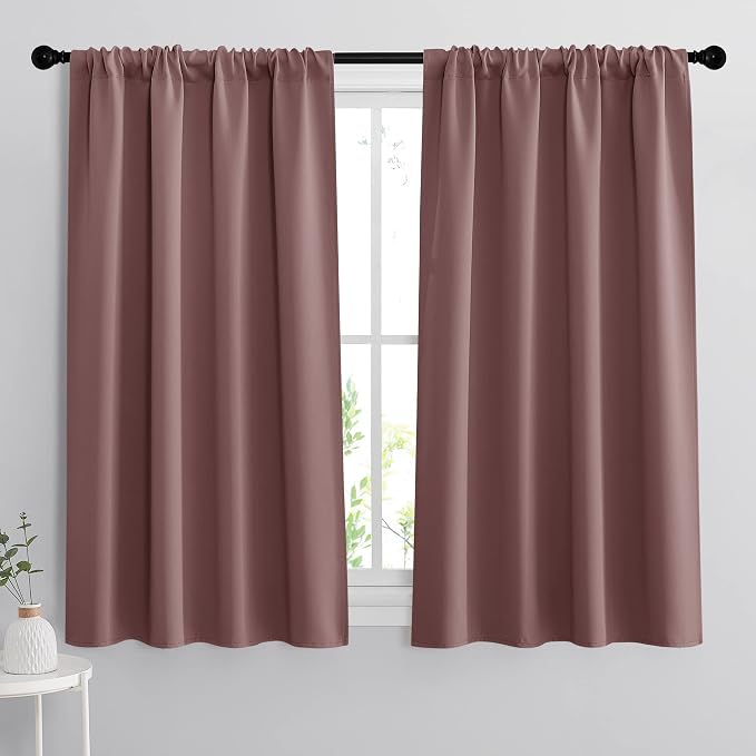 RYB HOME 45 inch Curtains for Living Room, Rod Pocket Thermal Insulated Small by RYBHOME