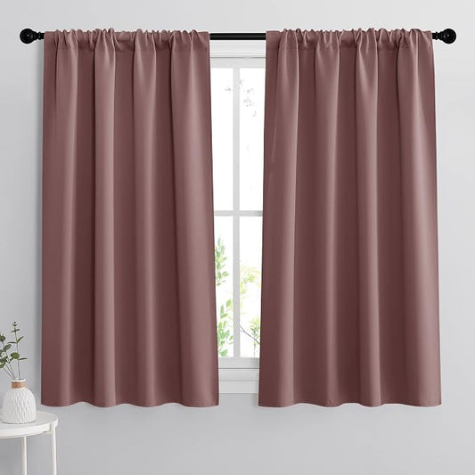 RYB HOME 45 inch Curtains for Living Room, Rod Pocket Thermal Insulated Small by RYBHOME