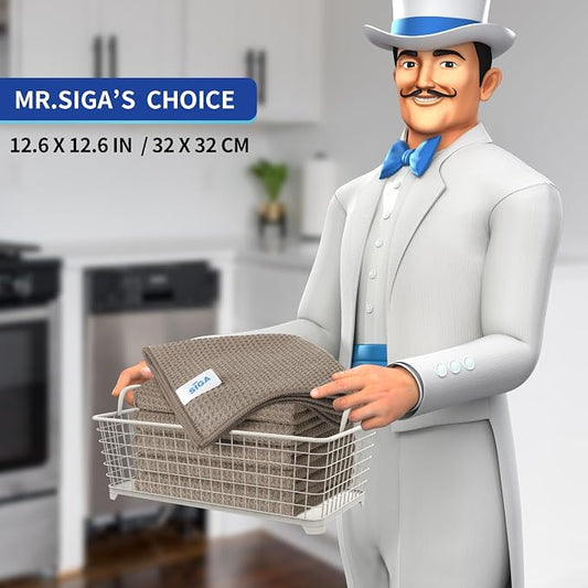 MR.SIGA Waffle Pattern Cleaning Cloths, Reusable Absorbent Microfiber Cleaning - Image 2