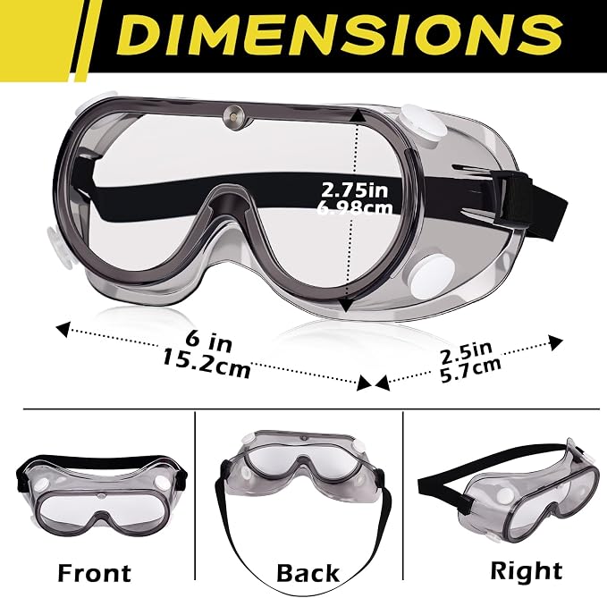Yunsailing Protective Safety Goggles Lab Over Glasses Clear Anti Fog Eye - Image 2
