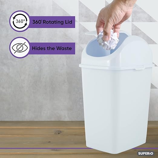 Superio Small 2.5 Gallon Plastic Trash Can - Image 4