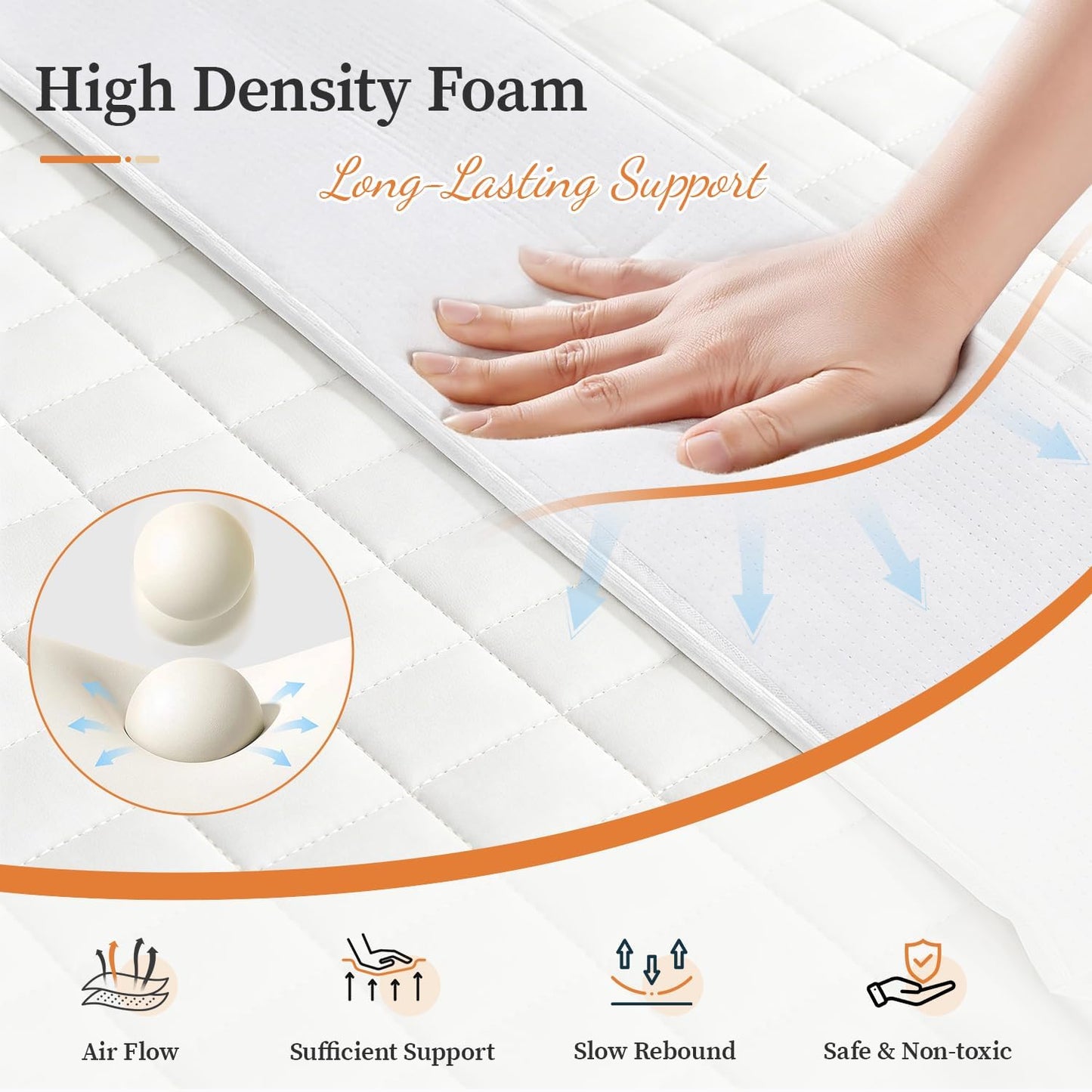 10" Wide Bed Bridge Twin to King, Split King Gap Filler for Adjustable Bed, High Density Foam Bed Gap Filler, Heavy Duty Strap, Ideal for Family Guest Room Hotel Vacation Use
