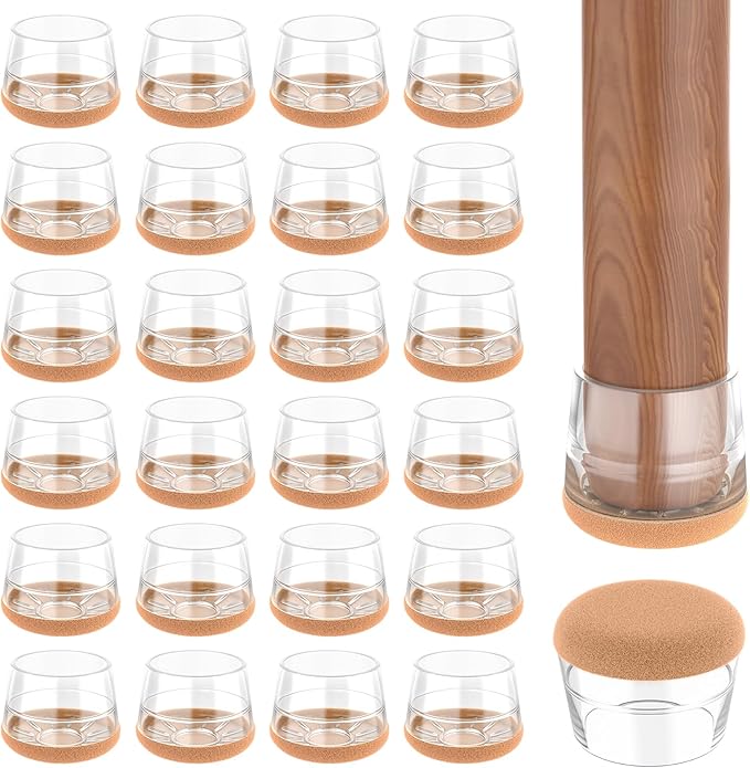 24 PCS Silicone & Felt Chair Leg Floor Protectors by Yomanta