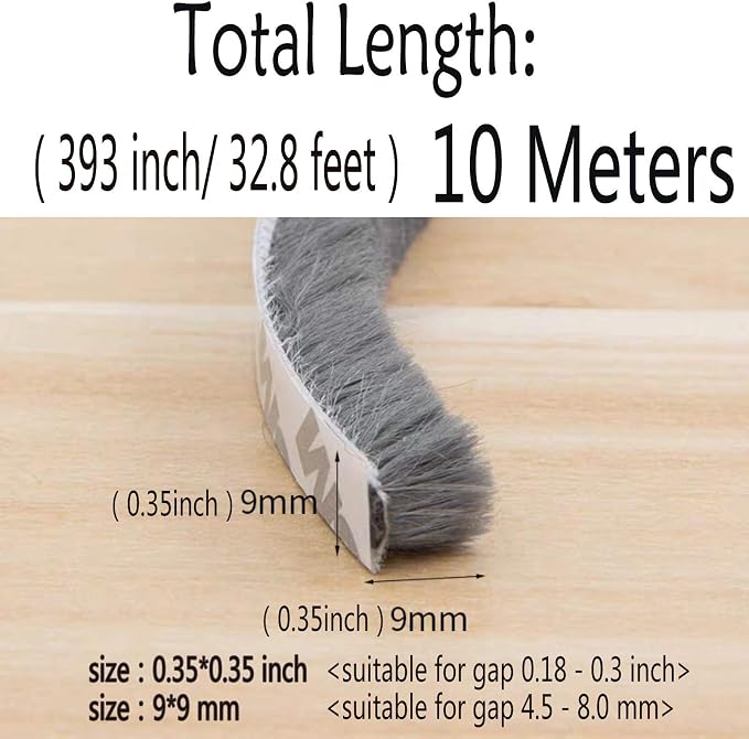Weather Stripping Brush for Sliding Windows/Doors Frame Side, Pile Self - Image 3