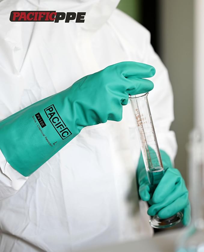 PACIFIC PPE 2 Pairs Nitrile Chemical Resistant Gloves, Resist Strong Acid - Image 6