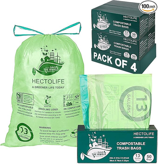 13 Gallon, Compostable Trash Bags by HECTOLIFE