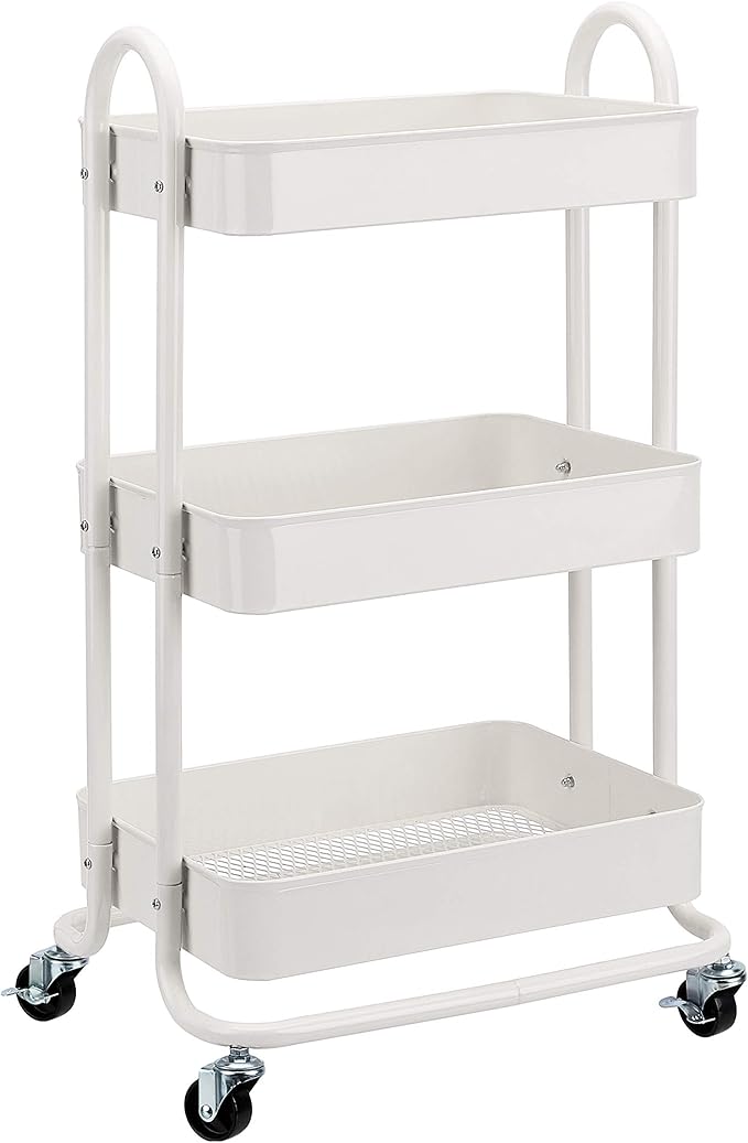 Amazon Basics 3-Tier Rolling Utility or Kitchen Cart, Lockable Wheels by AmazonBasics