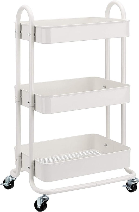 Amazon Basics 3-Tier Rolling Utility or Kitchen Cart, Lockable Wheels by AmazonBasics