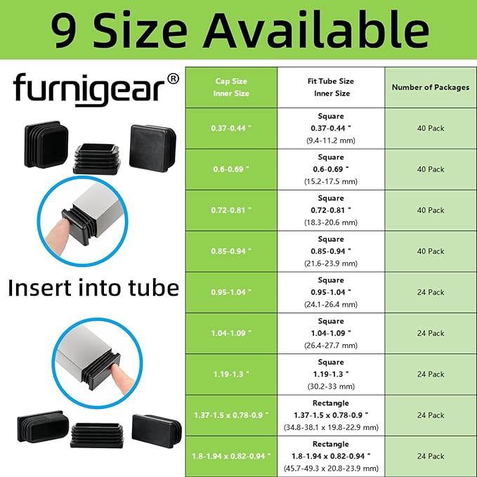 Furnigear Plastic Plugs Tubing End Cap Chair End Caps Outside Bottom Tubing - Image 6