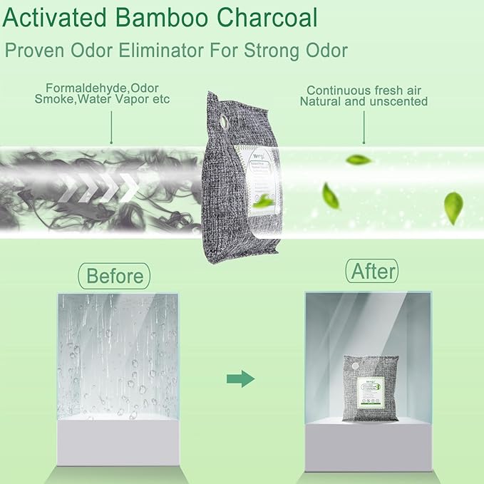 Activated Charcoal Odor Absorber, Natural Charcoal Bags Odor Absorber Bamboo - Image 2