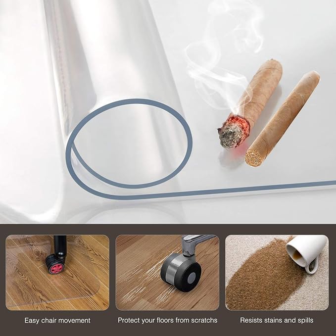 Office Chair Mat for Hardwood Floor, 1/8" Thick 53"x 45" Crystal Clear Hard - Image 5