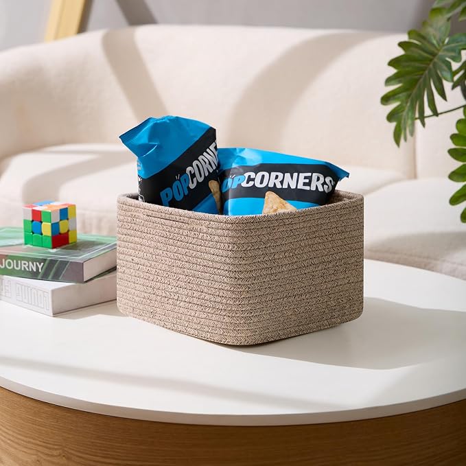 Small Organizing Baskets for Cubes Shelf, 9.7x9.7x7.1 Inch Rope Woven Storage - Image 5