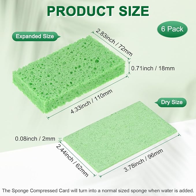 6-Pack Kitchen Sponges, Condense Eco Cellulose Non-Scratch Scrub Heavy Sponge - Image 3