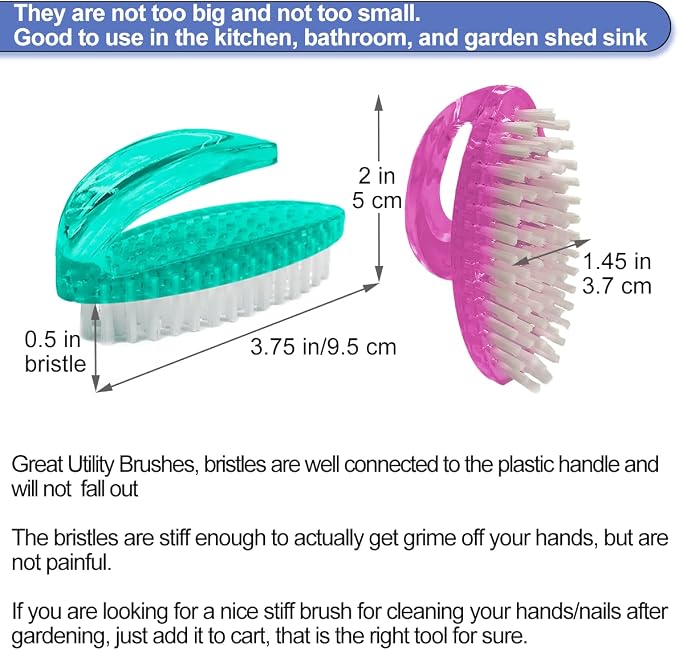 Handle Grip Nail Brush for Cleaning Fingernails Hands & Under Nails, Stiff - Image 2