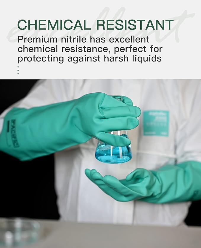 PACIFIC PPE 2 Pairs Chemical Resistant Nitrile Gloves, Resist Household Acid - Image 3