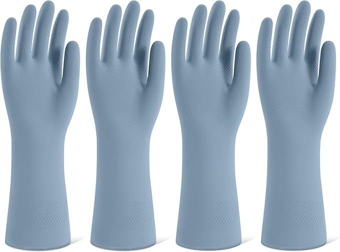 Rubber Cleaning Gloves for Dishwashing, 4 Pairs Reusable Kitchen Gloves for by Unknown