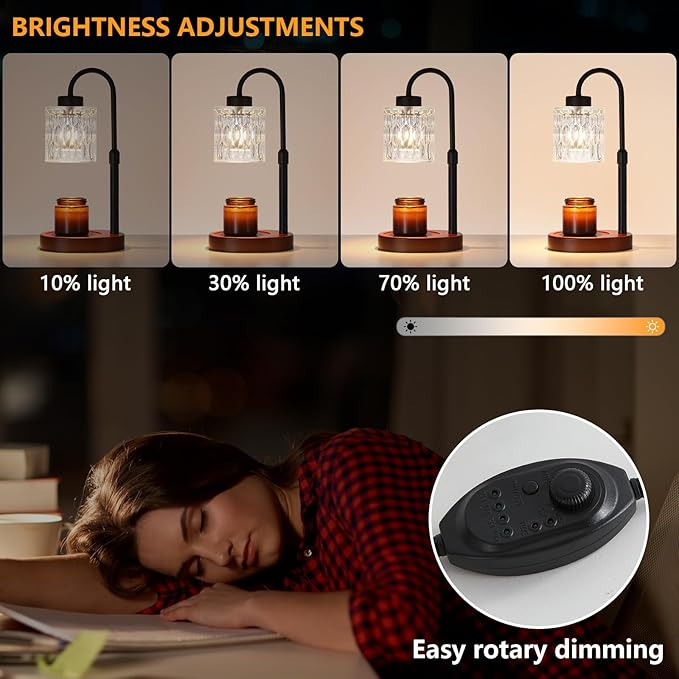 Black Candle Warmer Lamp with Dimmer and Timer, Home Decor Lamp - Image 6