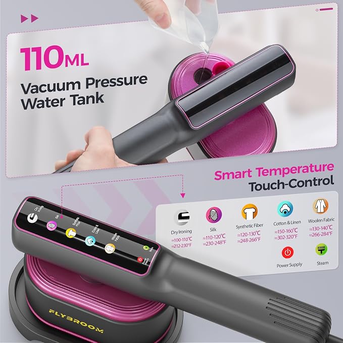Travel Steamer for Clothes, 1200W Portable Steamer ＆ Iron 2 In 1, 13s Heat Up - Image 6