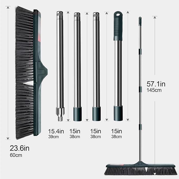 MASTERTOP 24" Push Broom Outdoor, Heavy Duty Garden Brush Broom - Image 3