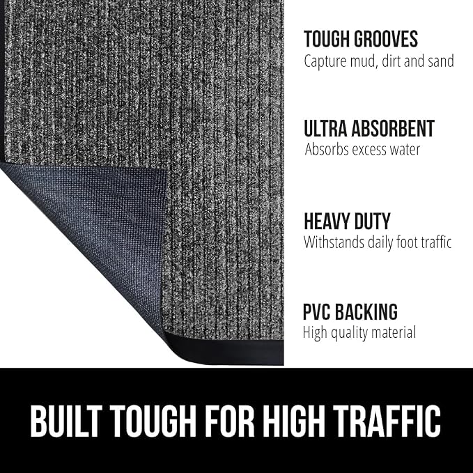 GORILLA GRIP Traffic Guard Door Mat, Heavy Duty Welcome Mats, Commercial Office - Image 2