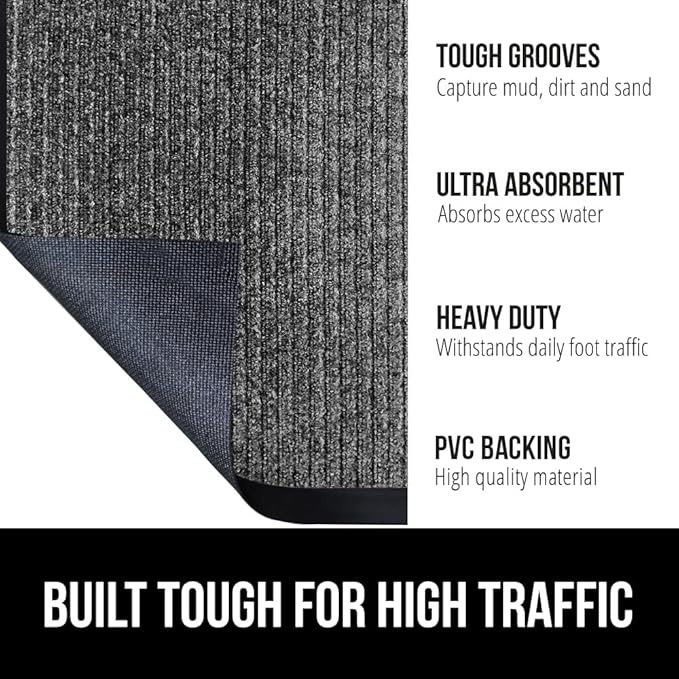 GORILLA GRIP Traffic Guard Door Mat, Heavy Duty Welcome Mats, Commercial Office - Image 2