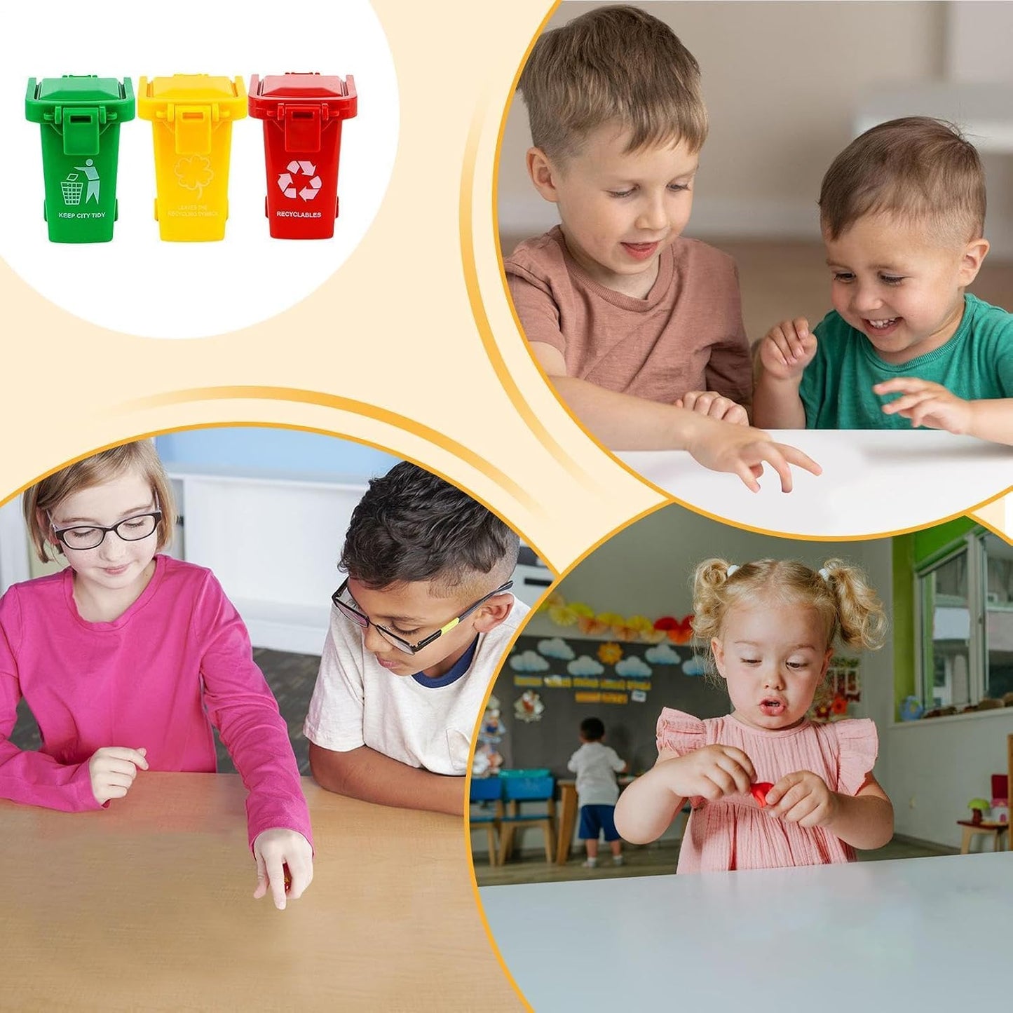 Toy Garbage Cans Waste Bucket Storage Holder | Vehicle Garbage Bin for Little Kids Desk Desktop Table Classroom Office Party