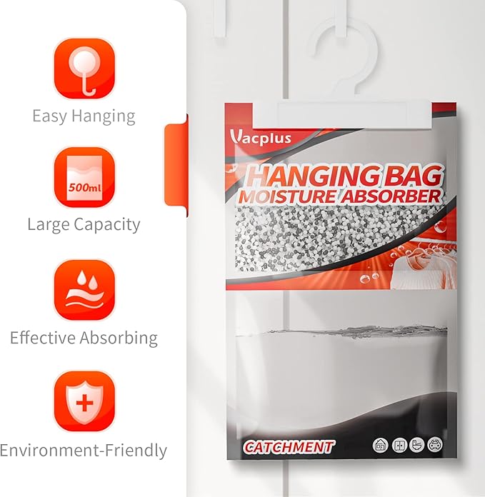 Vacplus Moisture Absorbers, Hanging Closet Dehumidifier Bags, Humidity Packs - Image 2