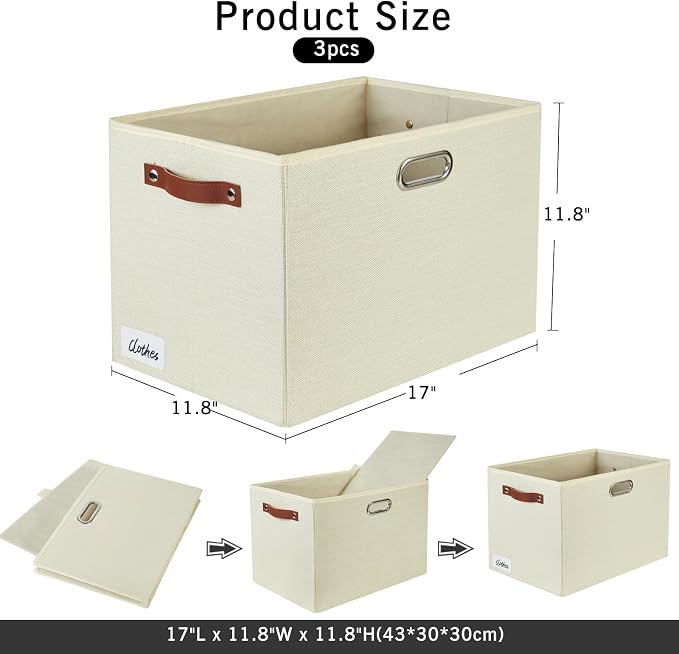 3-Pack Foldable Fabric Storage Bins - Image 2