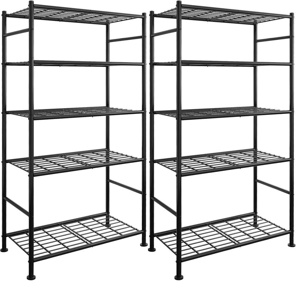 Sakugi Storage Racks - 2 Pack, 5-Tier Freestanding Steel Shelving Units with ...