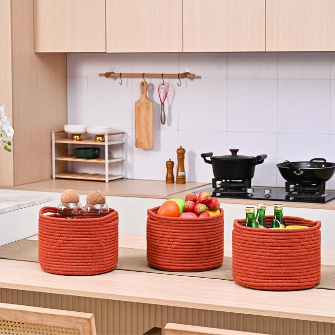 Small Storage Baskets for Organizing, Organizer Bins for Shelves, Small Woven - Image 4