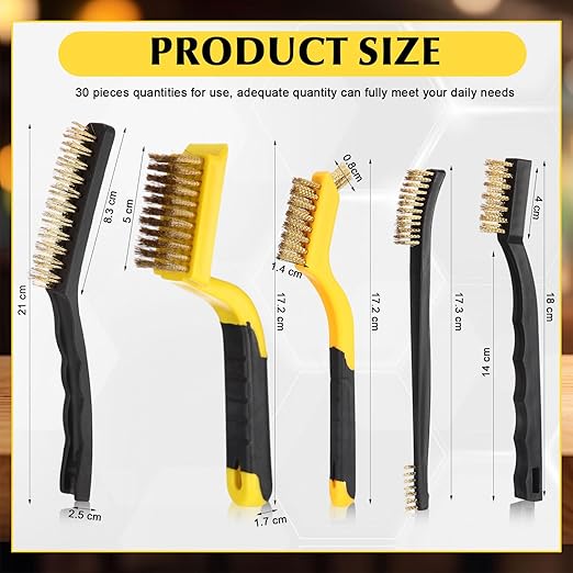 Sumind 30 Pcs Wire Cleaning Brush Set Nylon/ Stainless Steel/ Brass Metal Brush - Image 2