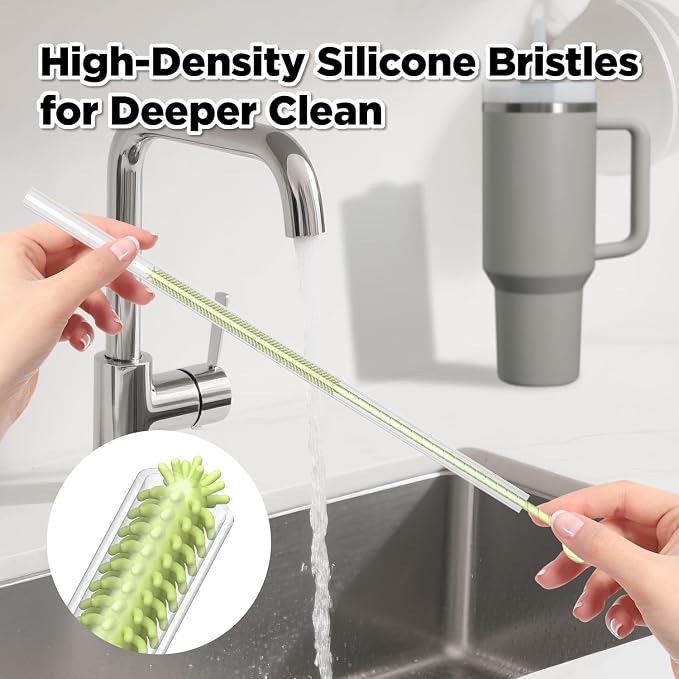 2 Pcs Silicone Straw Cleaner Brush, Extra Long Cleaning Brushes - Image 3