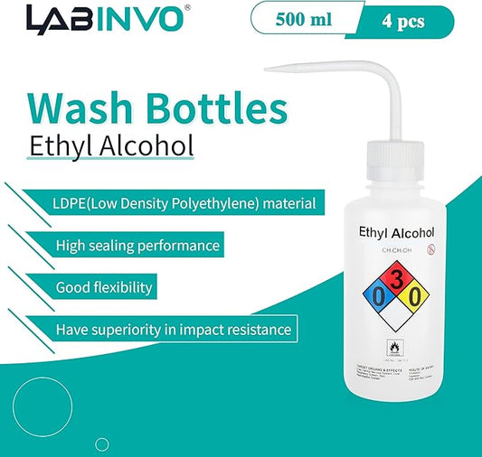 4PCS of Ethyl Alcohol Wash Bottles, Narrow Mouth, Self-Venting Safety Wash - Image 2