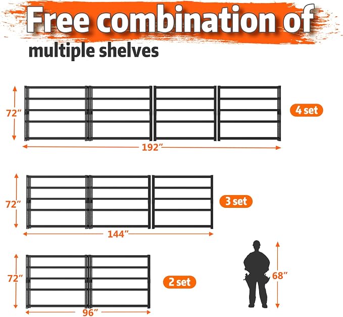 Storage Shelves Heavy Duty 2 PCS, 5-tier Adjustable Metal Industrial Utility - Image 7