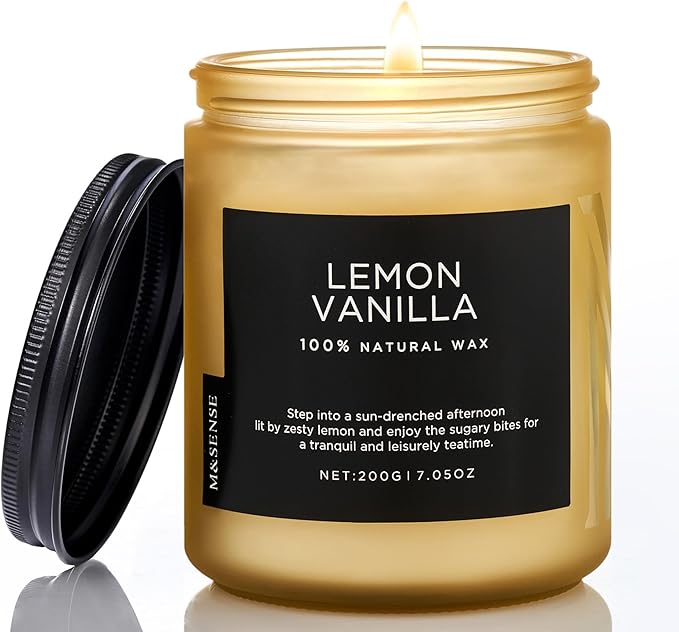 M&SENSE Lemon Vanilla Scented Slow Burning Candles by MSENSE
