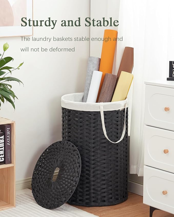 Large Laundry Hamper Laundry Basket Round 34.3 Gal Handwoven Wicker Laundry - Image 6