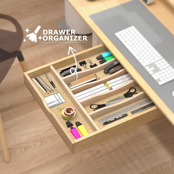 WelFurGeer Solid Birch Wood Silverware Drawer Organizer, Wooden Cutlery Drawer - Image 7